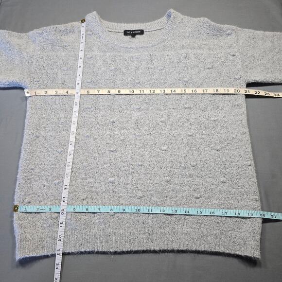 Tint Shadow Gray Sweater Stretch Soft Subtle Polka Dot Long Sleeves Women Size S - Picture 6 of 8